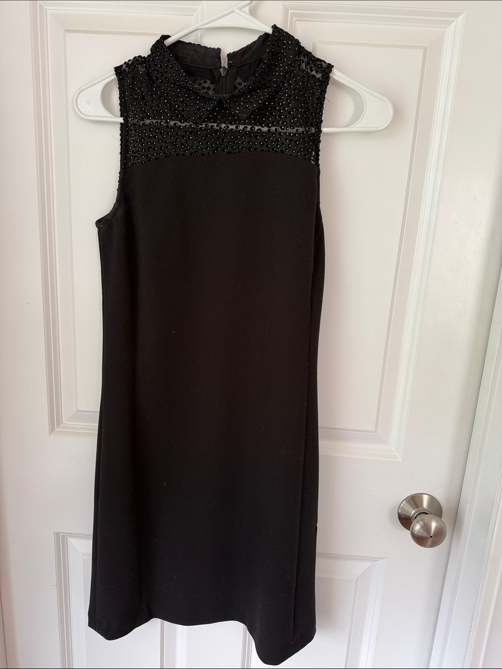 LOFT little black collared dress with animal print detailing